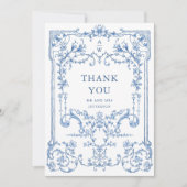 Victoriaans  Grace Floral Dusty Blue Wedding Bedankkaart (Voorkant)