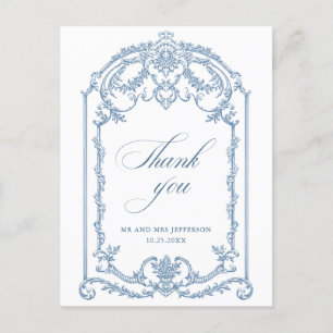 Victoriaans Grace Floral Dusty Blue Wedding Briefkaart