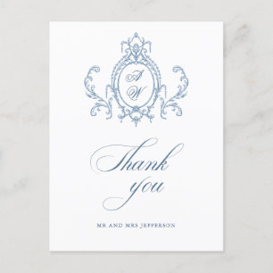 Victoriaans  Grace Floral Dusty Blue Wedding Briefkaart
