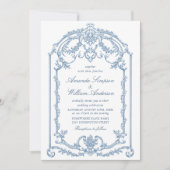 Victoriaans  Grace Floral Dusty Blue Wedding Kaart (Voorkant)