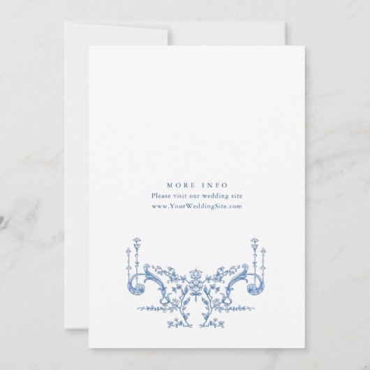 Victoriaans  Grace Floral Dusty Blue Wedding Kaart (Achterkant)