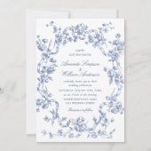 Victoriaans  Grace Floral Dusty Blue Wedding Kaart (Voorkant)