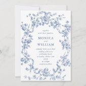 Victoriaans  Grace Floral Dusty Blue Wedding Kaart (Voorkant)