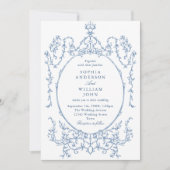 Victoriaans Grace Floral Dusty Blue Wedding Kaart (Voorkant)