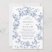 Victoriaans  Grace Floral Dusty Blue Wedding Kaart (Voorkant)
