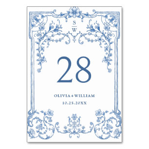 Victoriaans  Grace Floral Dusty Blue Wedding Kaart