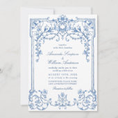 Victoriaans  Grace Floral Dusty Blue Wedding Kaart (Voorkant)