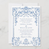 Victoriaans  Grace Floral Dusty Blue Wedding Kaart (Voorkant)