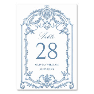 Victoriaans  Grace Floral Dusty Blue Wedding Kaart