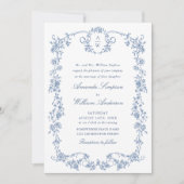 Victoriaans  Grace Floral Dusty Blue Wedding Kaart (Voorkant)