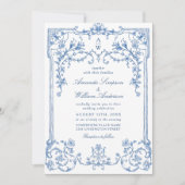 Victoriaans  Grace Floral Dusty Blue Wedding Kaart (Voorkant)