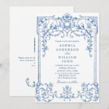 Victoriaans  Grace Floral Dusty Blue Wedding