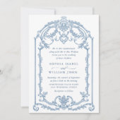 Victoriaans  Grace Floral Dusty Blue Wedding Kaart (Voorkant)