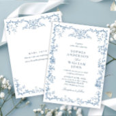 Victoriaans Grace Floral Dusty Blue Wedding Kaart