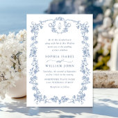 Victoriaans  Grace Floral Dusty Blue Wedding Kaart