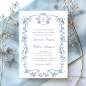 Victoriaans  Grace Floral Dusty Blue Wedding Kaart