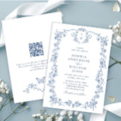 Victoriaans Grace Floral Dusty Blue Wedding Kaart