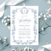 Victoriaans Grace Floral Dusty Blue Wedding Kaart