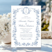 Victoriaans  Grace Floral Dusty Blue Wedding Kaart