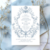 Victoriaans  Grace Floral Dusty Blue Wedding Kaart