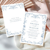 Victoriaans Grace Floral Dusty Blue Wedding Kaart