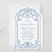 Victoriaans  Grace Floral Dusty Blue Wedding Kaart (Voorkant)