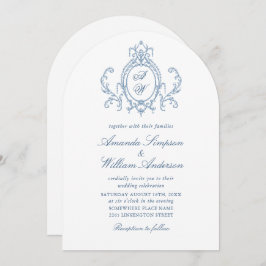 Victoriaans  Grace Floral Dusty Blue Wedding Kaart