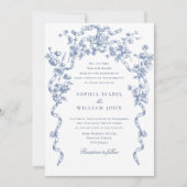 Victoriaans  Grace Floral Dusty Blue Wedding Kaart (Voorkant)
