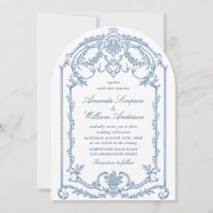 Victoriaans Grace Floral Dusty Blue Wedding Kaart