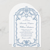 Victoriaans  Grace Floral Dusty Blue Wedding Kaart (Voorkant / Achterkant)