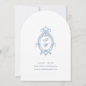 Victoriaans  Grace Floral Dusty Blue Wedding Kaart (Achterkant)