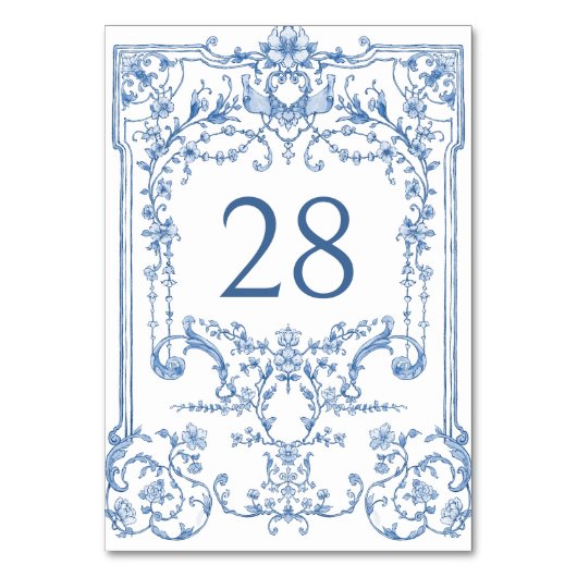 Victoriaans  Grace Floral Dusty Blue Wedding Kaart (Voorkant)