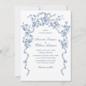 Victoriaans  Grace Floral Dusty Blue Wedding Kaart (Voorkant)