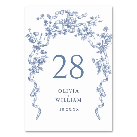 Victoriaans  Grace Floral Dusty Blue Wedding Kaart (Voorkant)