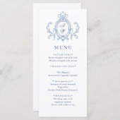 Victoriaans  Grace Floral Dusty Blue Wedding Menu (Voorkant / Achterkant)