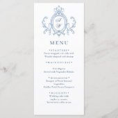 Victoriaans  Grace Floral Dusty Blue Wedding Menu (Voorkant)