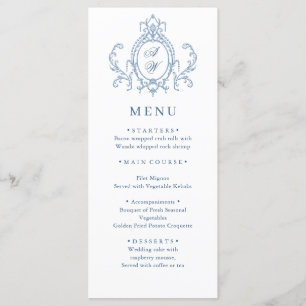 Victoriaans  Grace Floral Dusty Blue Wedding Menu