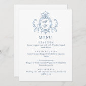 Victoriaans  Grace Floral Dusty Blue Wedding Menu (Voorkant / Achterkant)