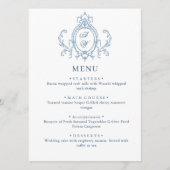 Victoriaans  Grace Floral Dusty Blue Wedding Menu (Voorkant)