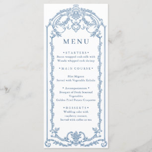 Victoriaans Grace Floral Dusty Blue Wedding Menu