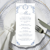 Victoriaans  Grace Floral Dusty Blue Wedding Menu
