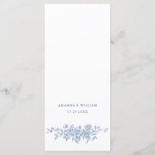 Victoriaans  Grace Floral Dusty Blue Wedding Menu (Achterkant)