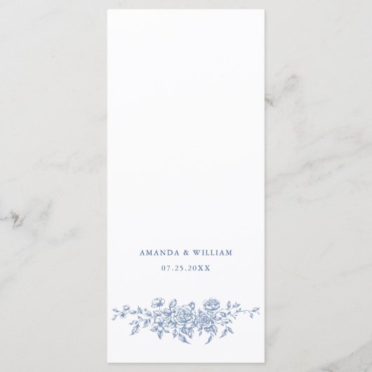 Victoriaans  Grace Floral Dusty Blue Wedding Menu (Achterkant)