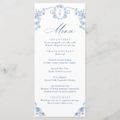 Victoriaans  Grace Floral Dusty Blue Wedding Menu (Voorkant)