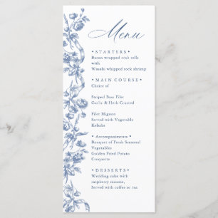 Victoriaans Grace Floral Dusty Blue Wedding Menu