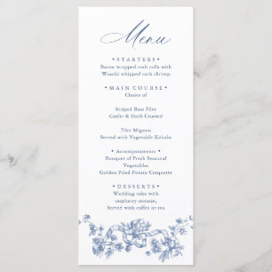 Victoriaans Grace Floral Dusty Blue Wedding Menu