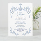 Victoriaans Grace Floral Dusty Blue Wedding Menu (Staand voorkant)