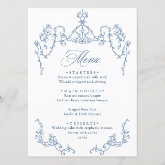 Victoriaans  Grace Floral Dusty Blue Wedding Menu
