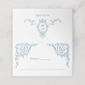 Victoriaans  Grace Floral Dusty Blue Wedding Plaatskaartje (Buitenkant ongevouwen)