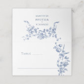 Victoriaans Grace Floral Dusty Blue Wedding Plaatskaartje (Buitenkant ongevouwen)